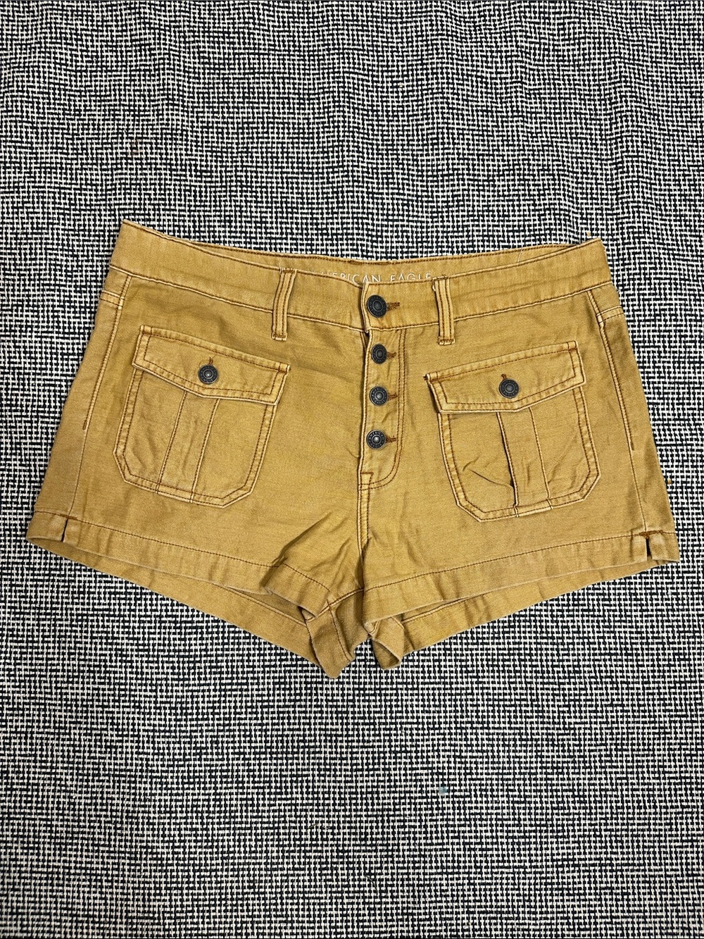 American Eagle Outfitters Mustard Yellow Button-Front Jean Shorts